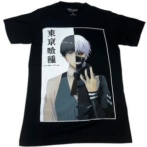 Tokyo Ghoul Anime T Shirt Ken Kaneki Split‎ Face Black Mens Size Small